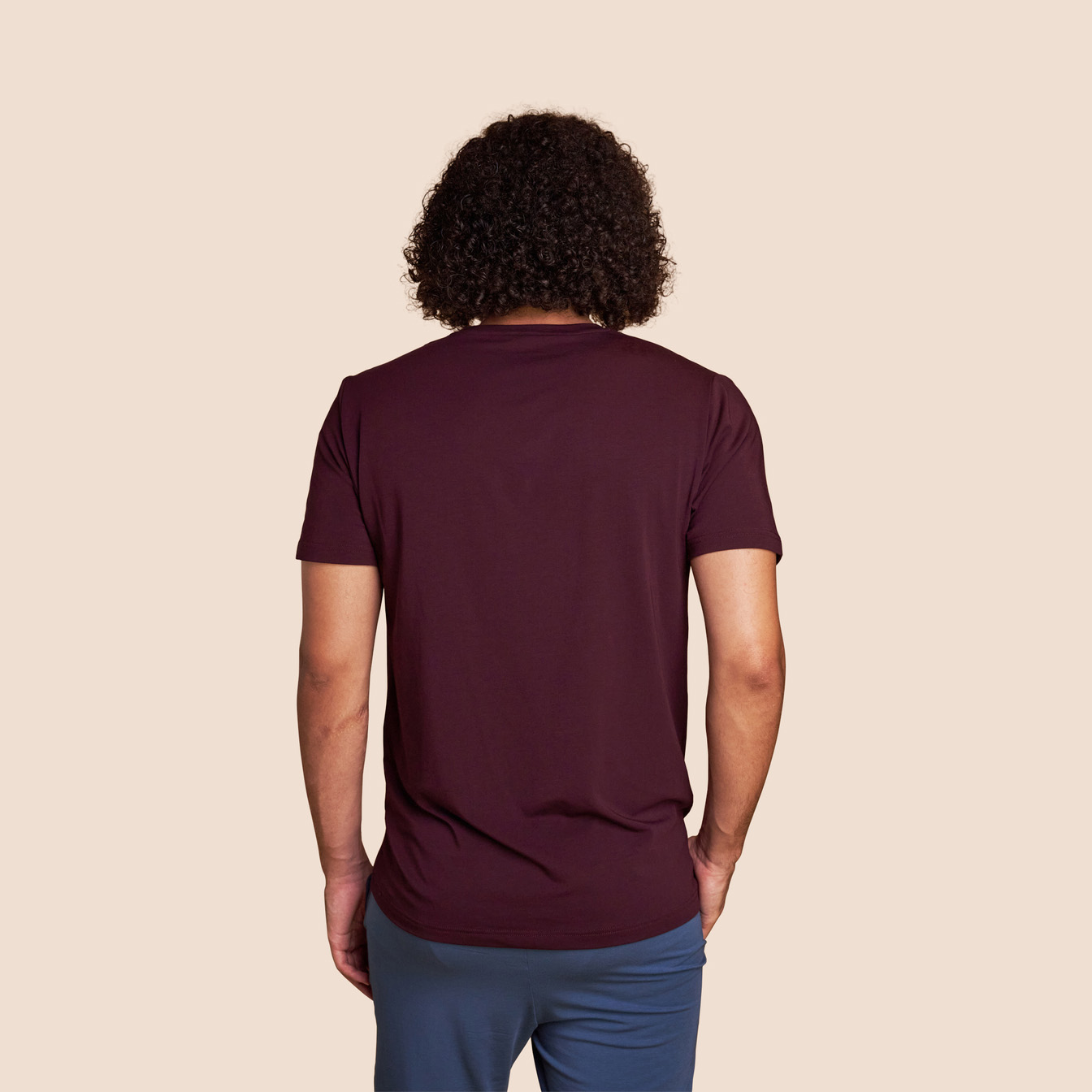 T-shirt lie de vin manches courtes homme