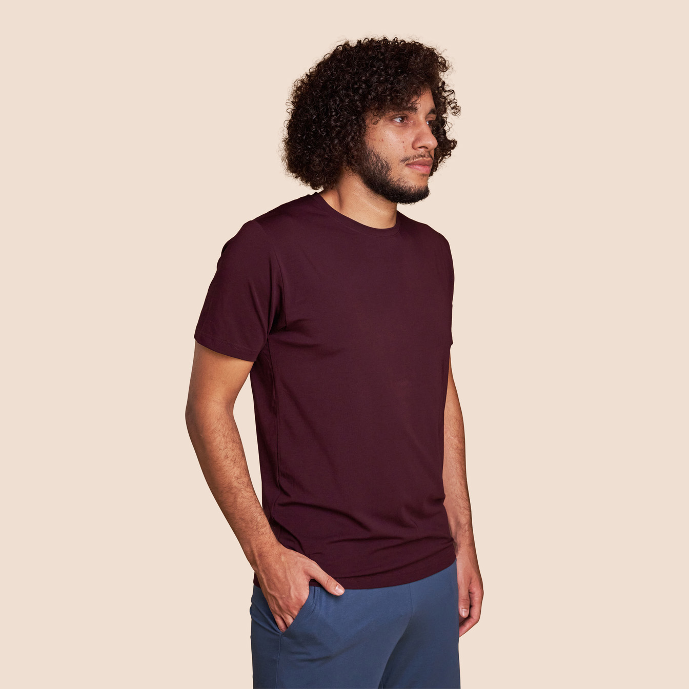 T-shirt lie de vin manches courtes homme