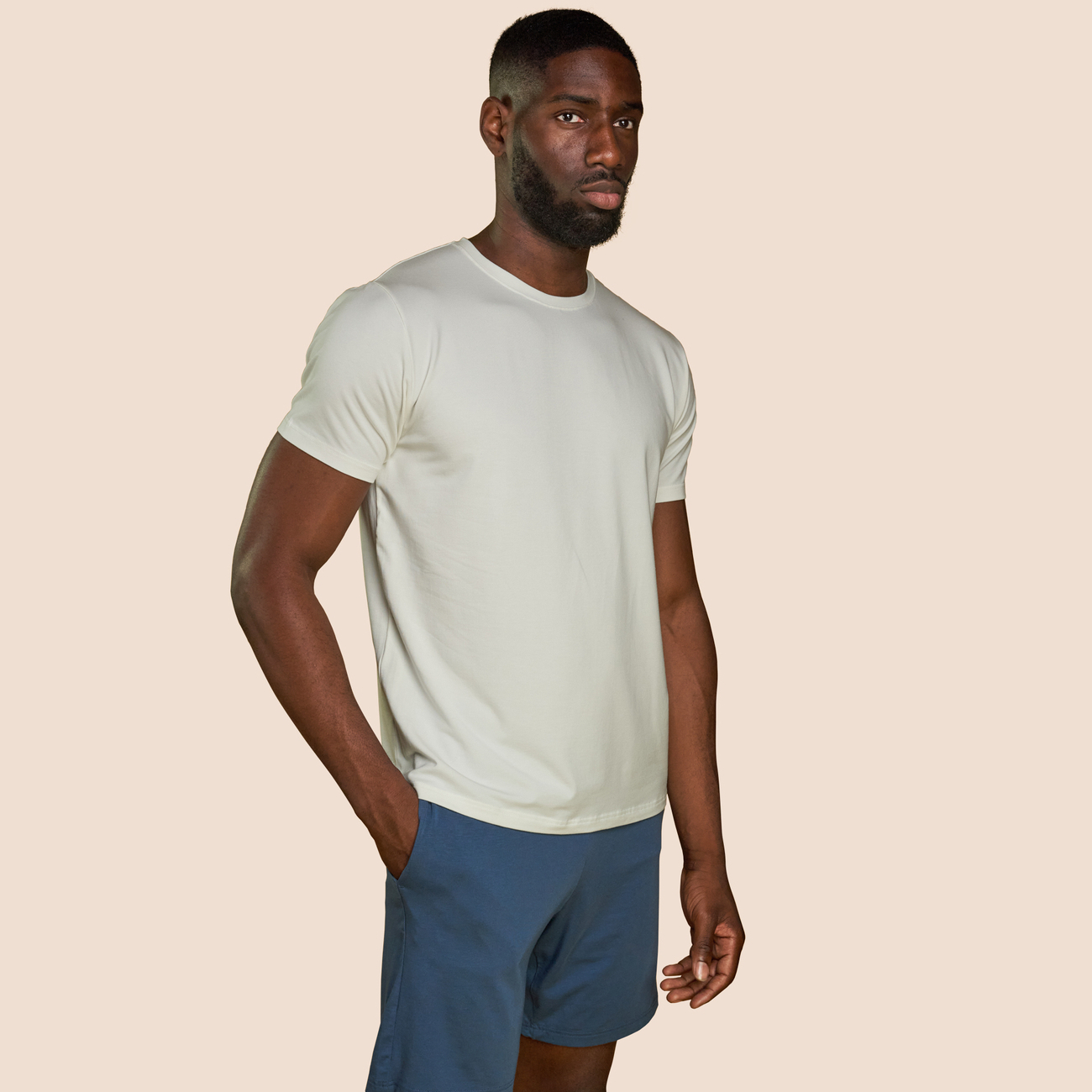 t-shirt blanc crème pour homme micromodal