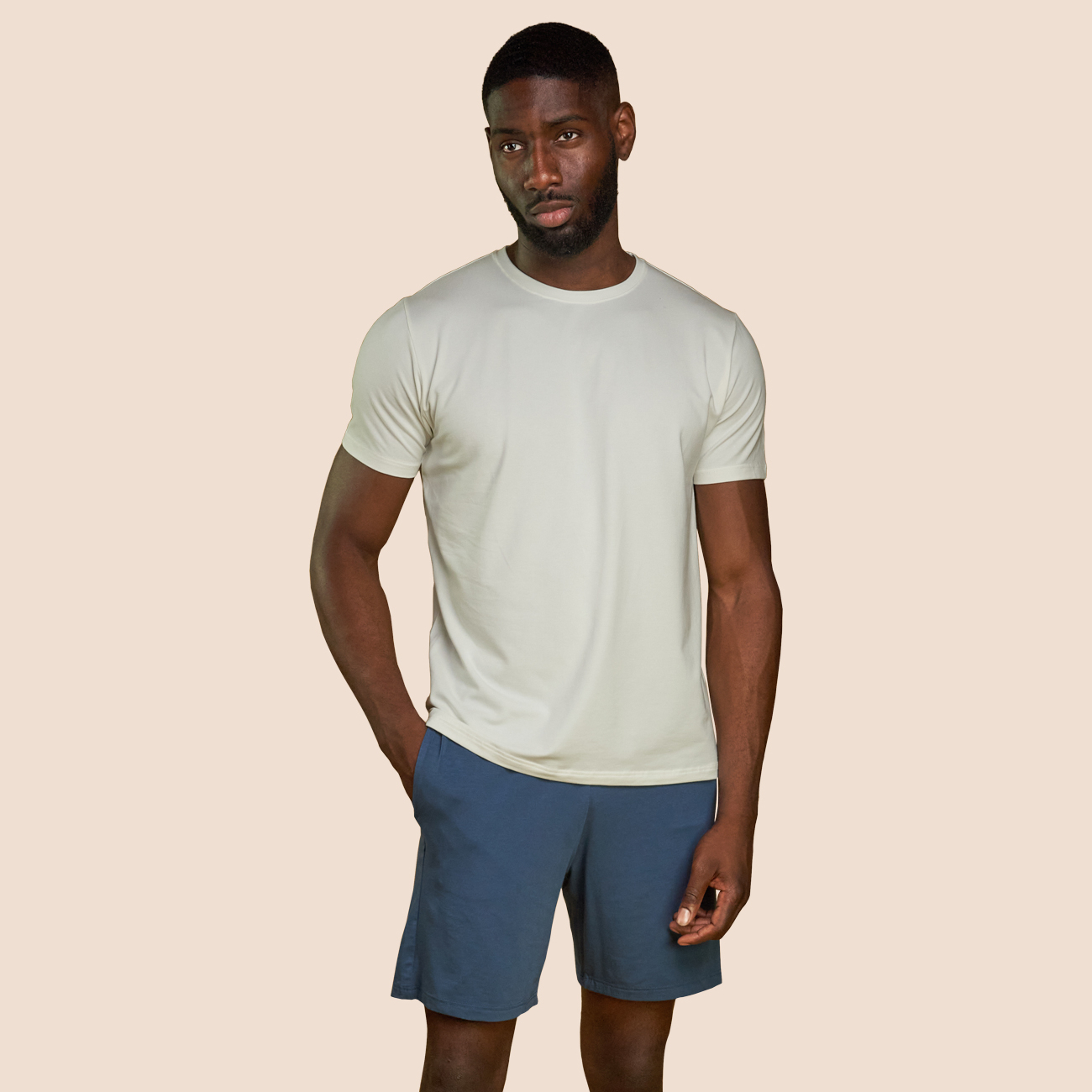 t-shirt blanc crème pour homme micromodal
