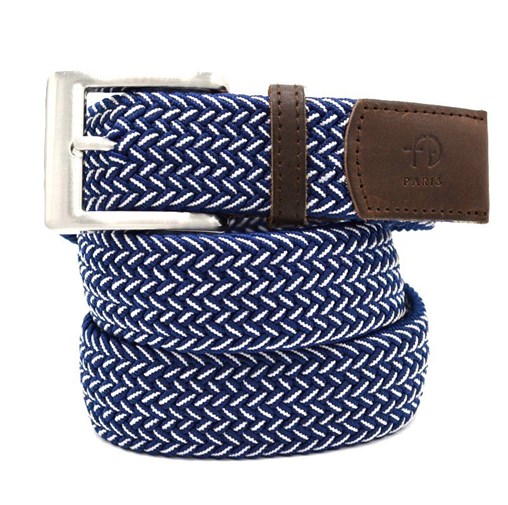 Ceinture tressée bleu marine et blanc