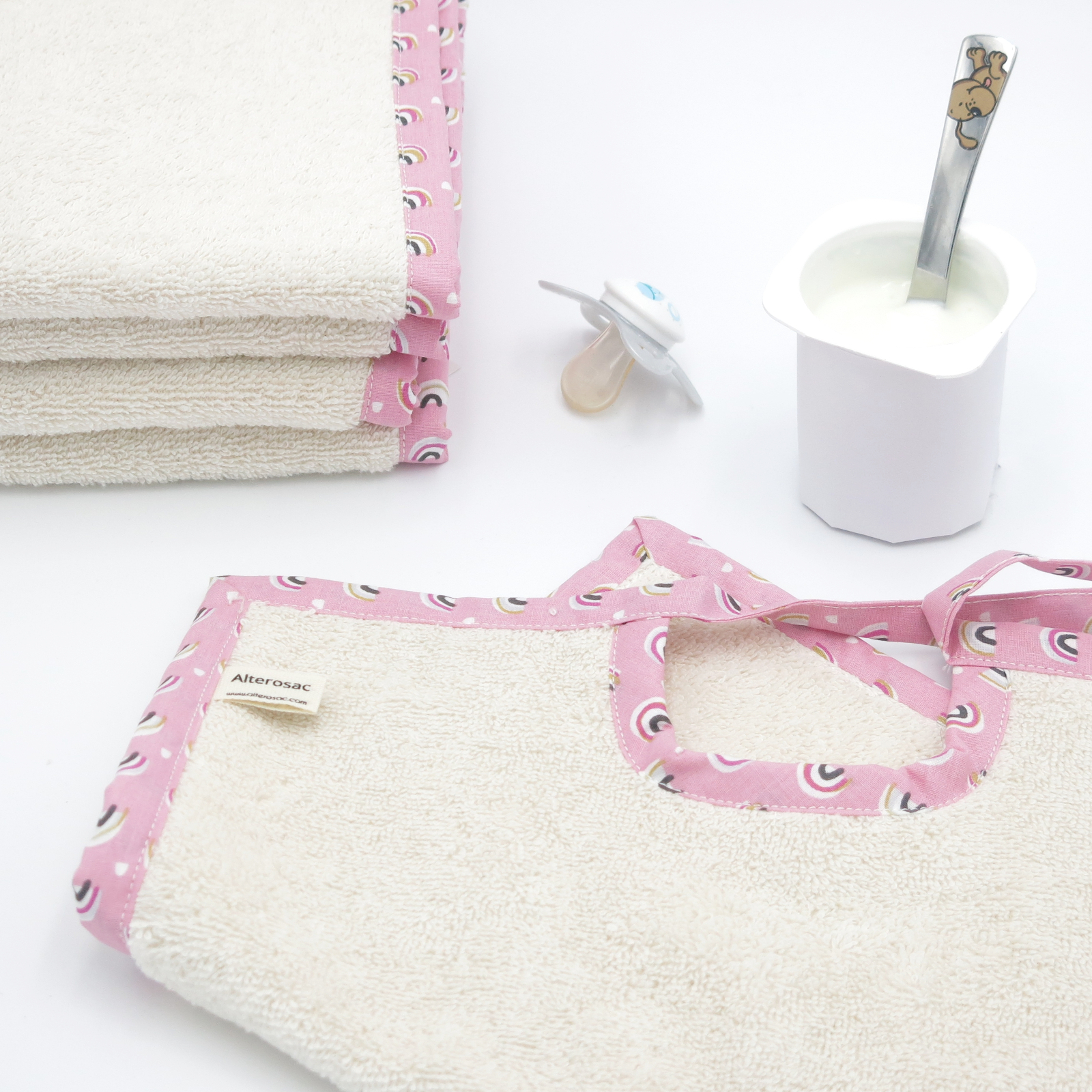 Grand bavoir en éponge - Coton bio 4