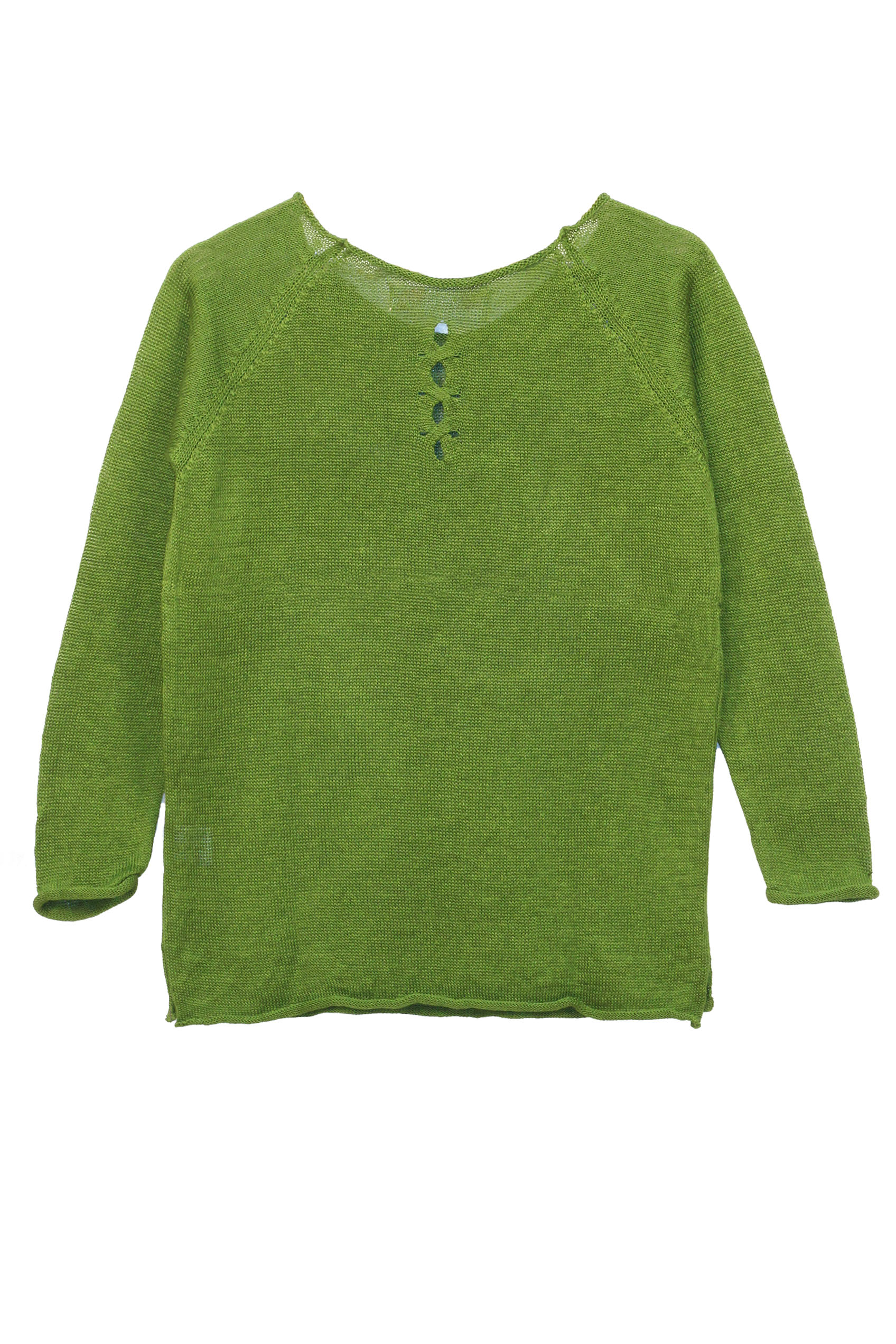 Pull Oseille col bateau 100% lin   - Vert Jungle 6