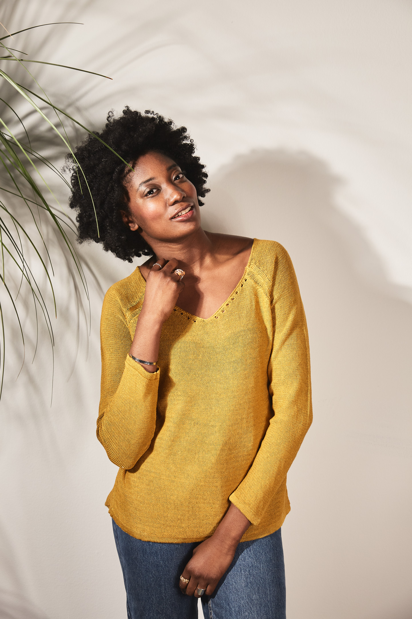 Pull persil col V 100% lin  - Navy 10