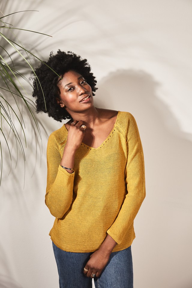 Pull persil col V 100% lin  - Navy 10