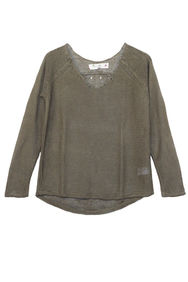 Pull persil col V 100% lin  - Navy 4