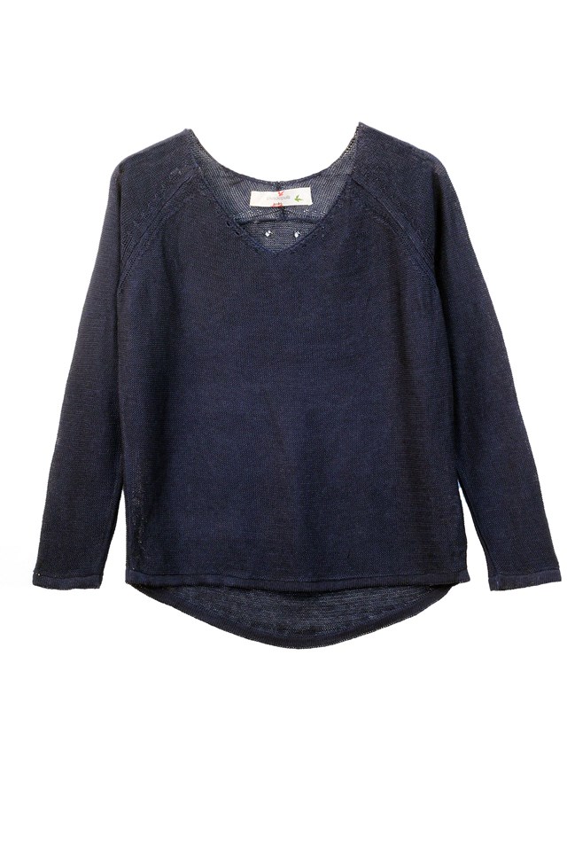 Pull persil col V 100% lin  - Vert Jungle 6