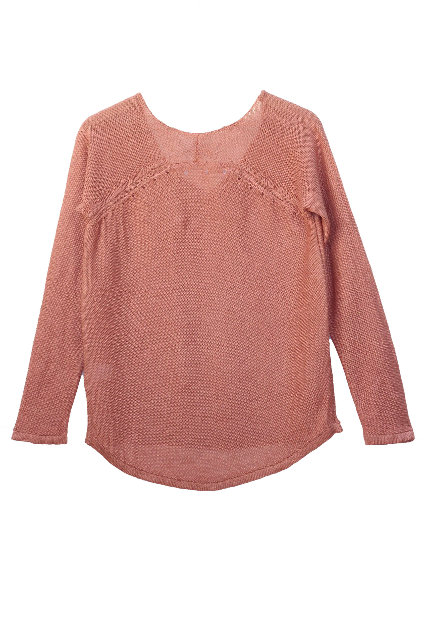 Pull persil col V 100% lin  - bleu jean 5