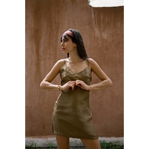 Claude - Robe en soie chocolat
