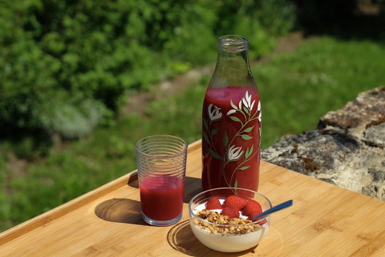 Bouteille en verre peint à la main - Lavande 1L