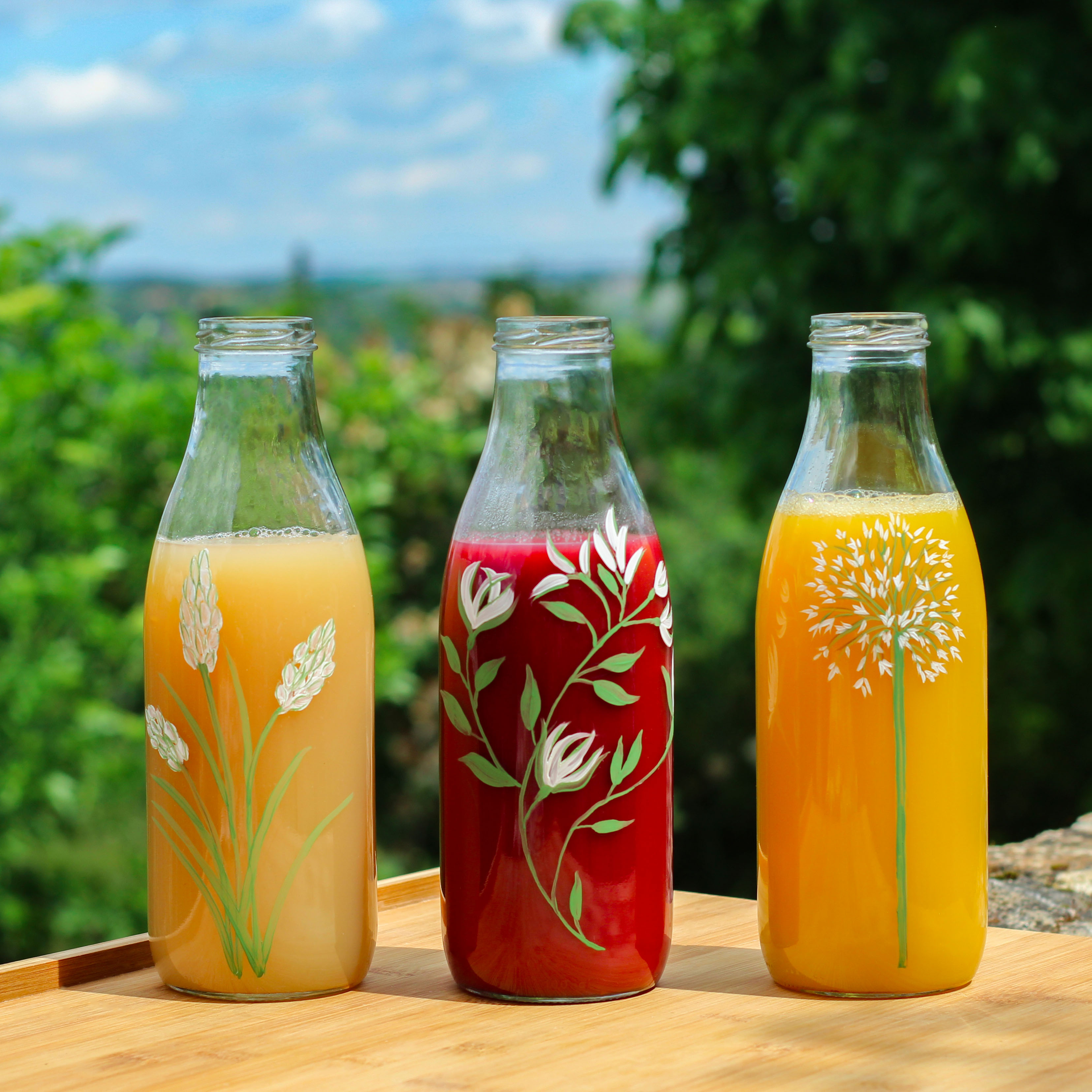 Bouteilles 1L Fleurs blanches