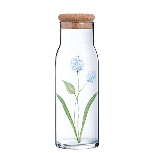 Carafe en verre peinte à la main - Bleuet Bleu