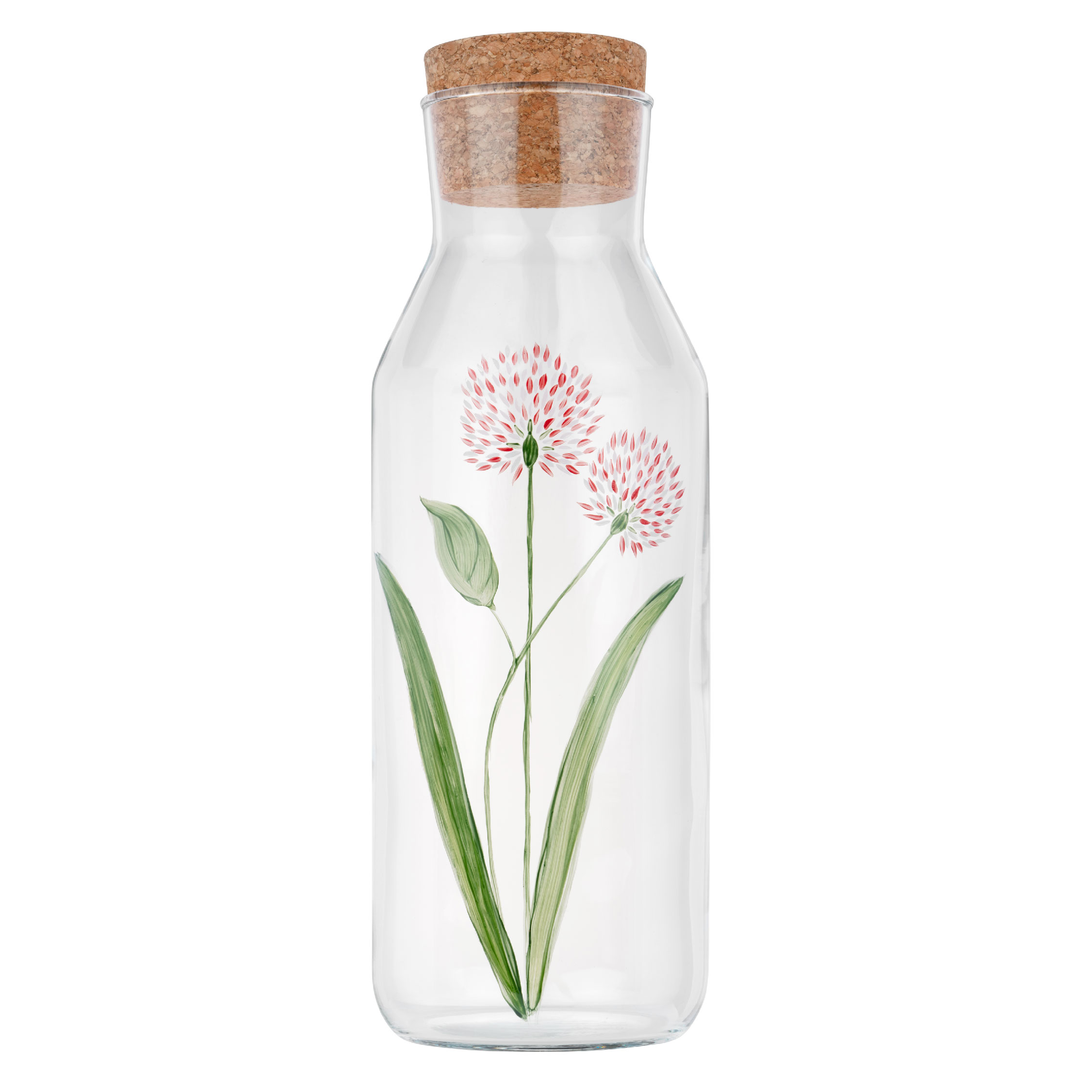 Carafe en verre peinte à la main - 1L Bleuet Rouge 4