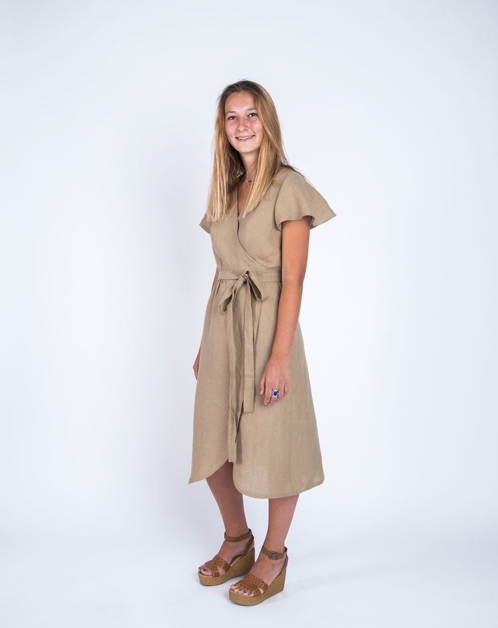 ROBE ZARGOT 100% LIN MANCHES PAPILLONS-côté