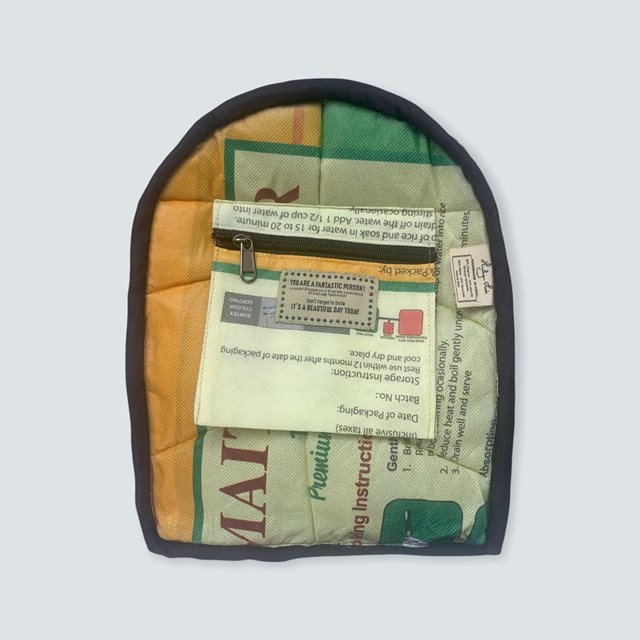 intérieur upcyclé en sac de riz alternative zéro déchet