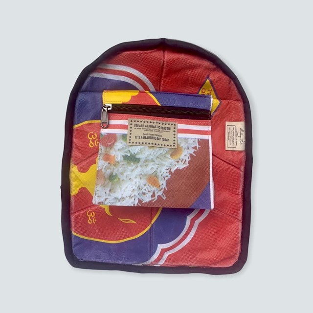intérieur upcyclé en sac de riz alternative zéro déchet
