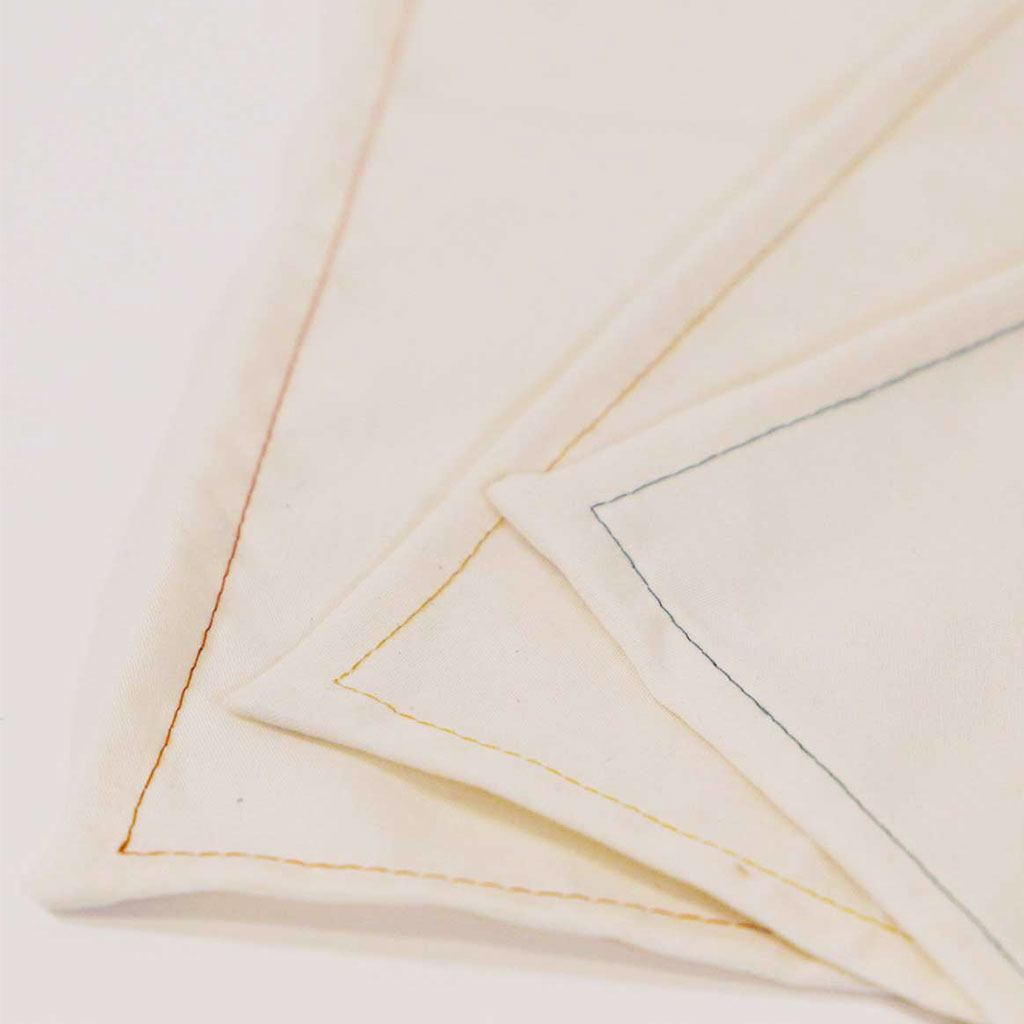Mouchoirs en tissu bio écrus made in france