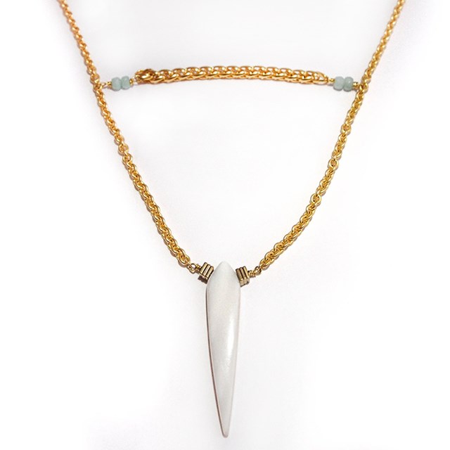 collier, pierres, semi-précieuse, bresma, nacre, amazonite, hématite, laiton, handmade, paris