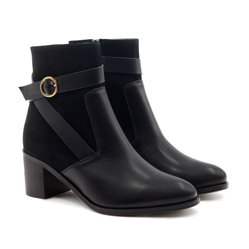 Bottines cavalières talon cuir noir