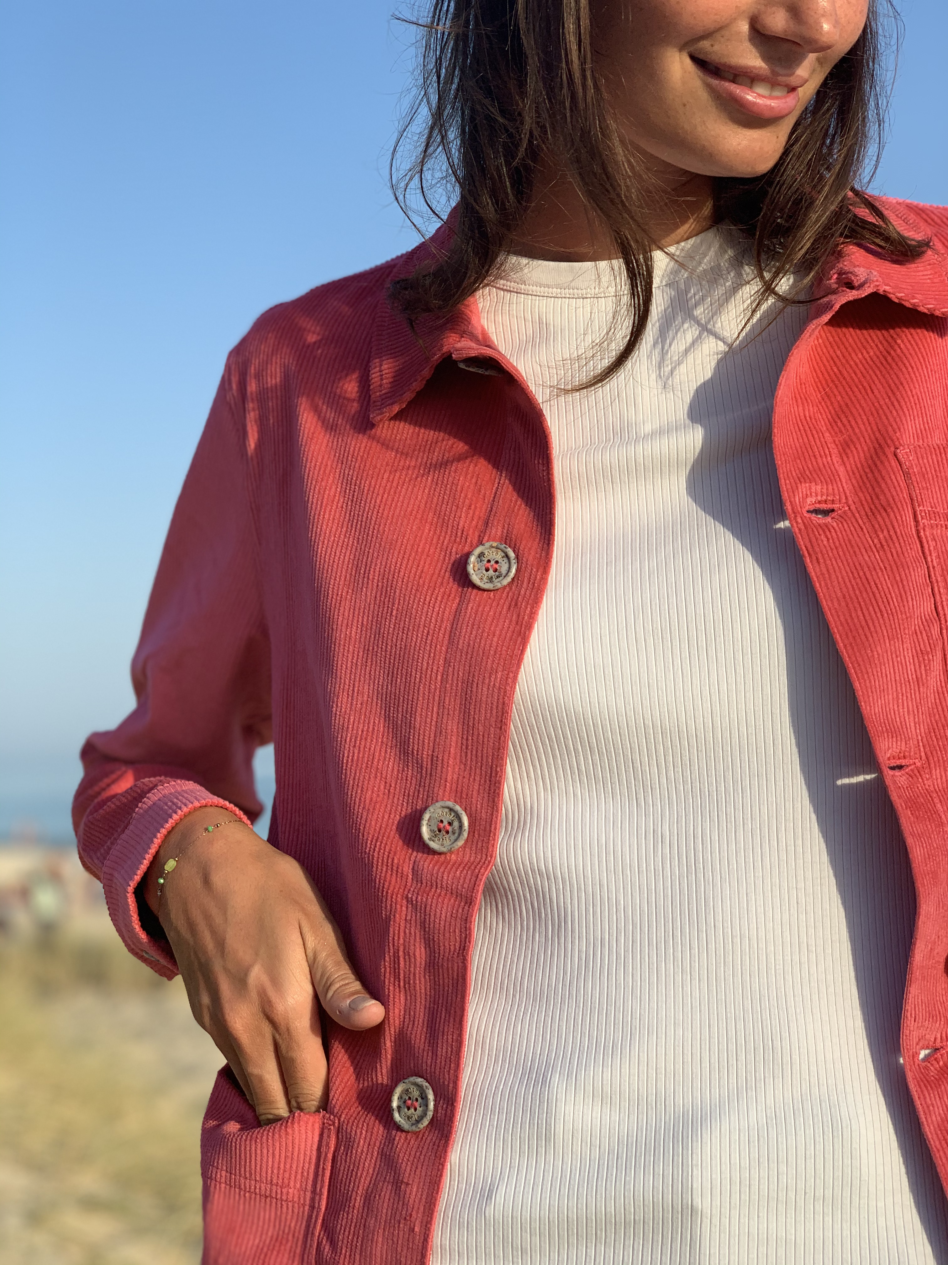 Veste Fuchsia en velours côtelé mixte et responsable 2