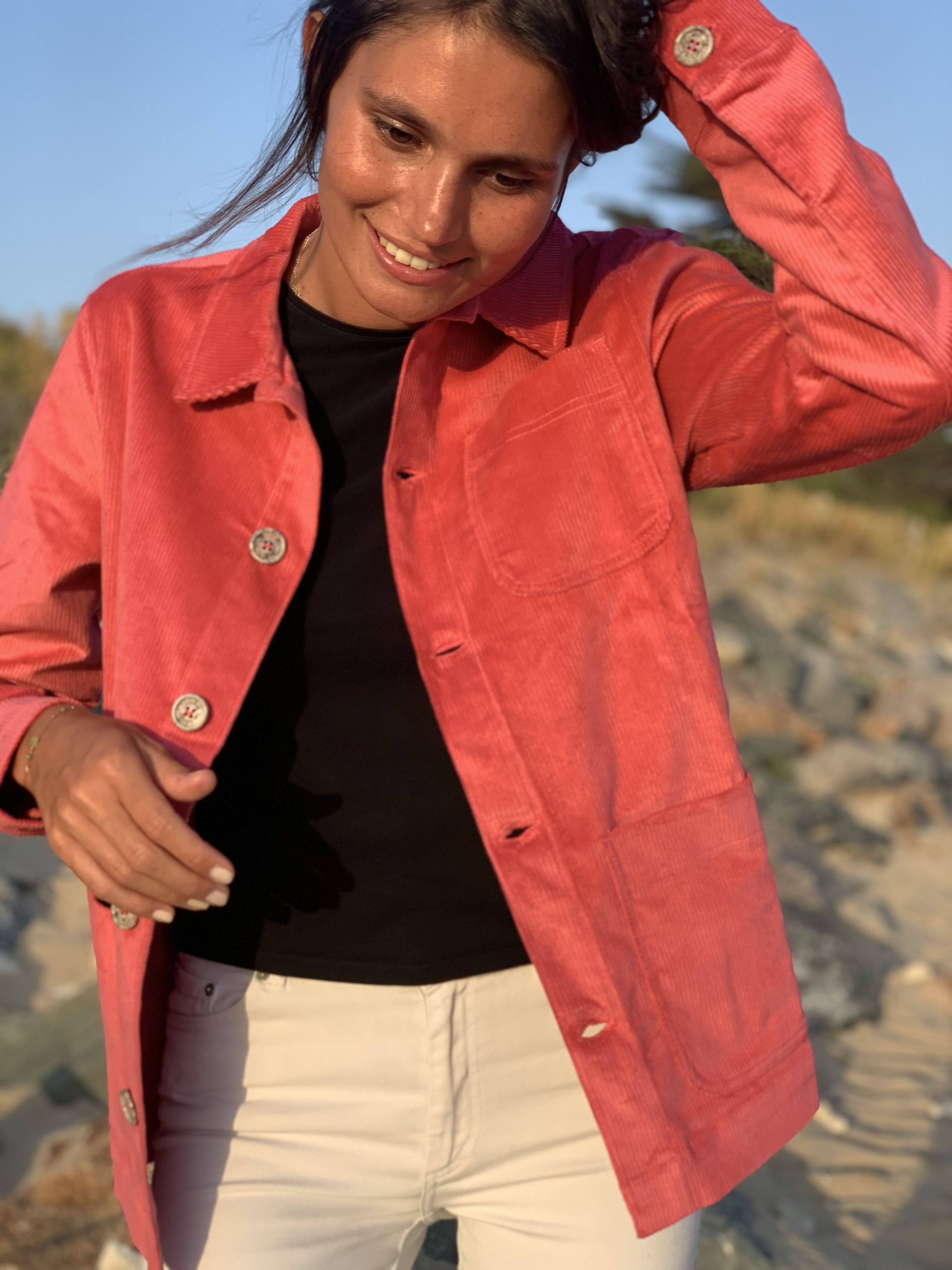 Veste Fuchsia en velours côtelé mixte et responsable 3