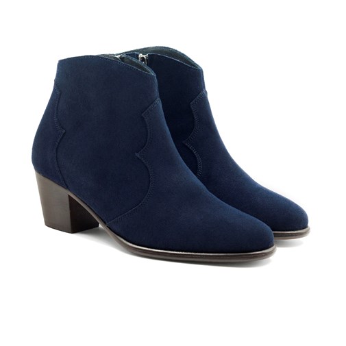 Bottines cowboy cuir daim bleu