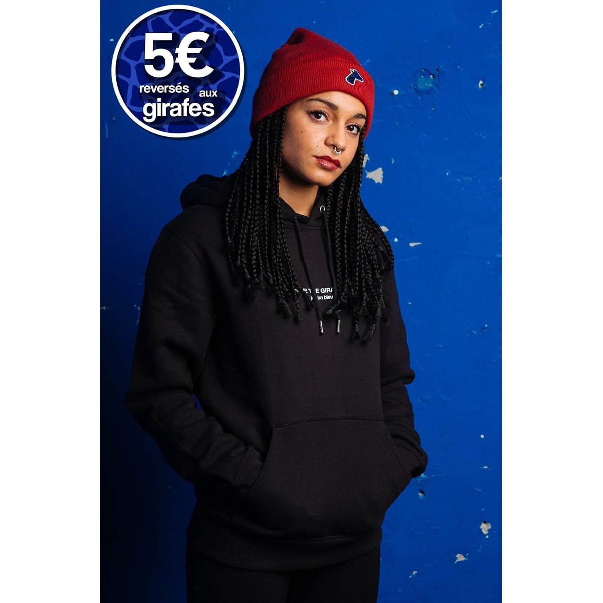 Hoodie noir "Save The Giraffes" - girafon bleu  7