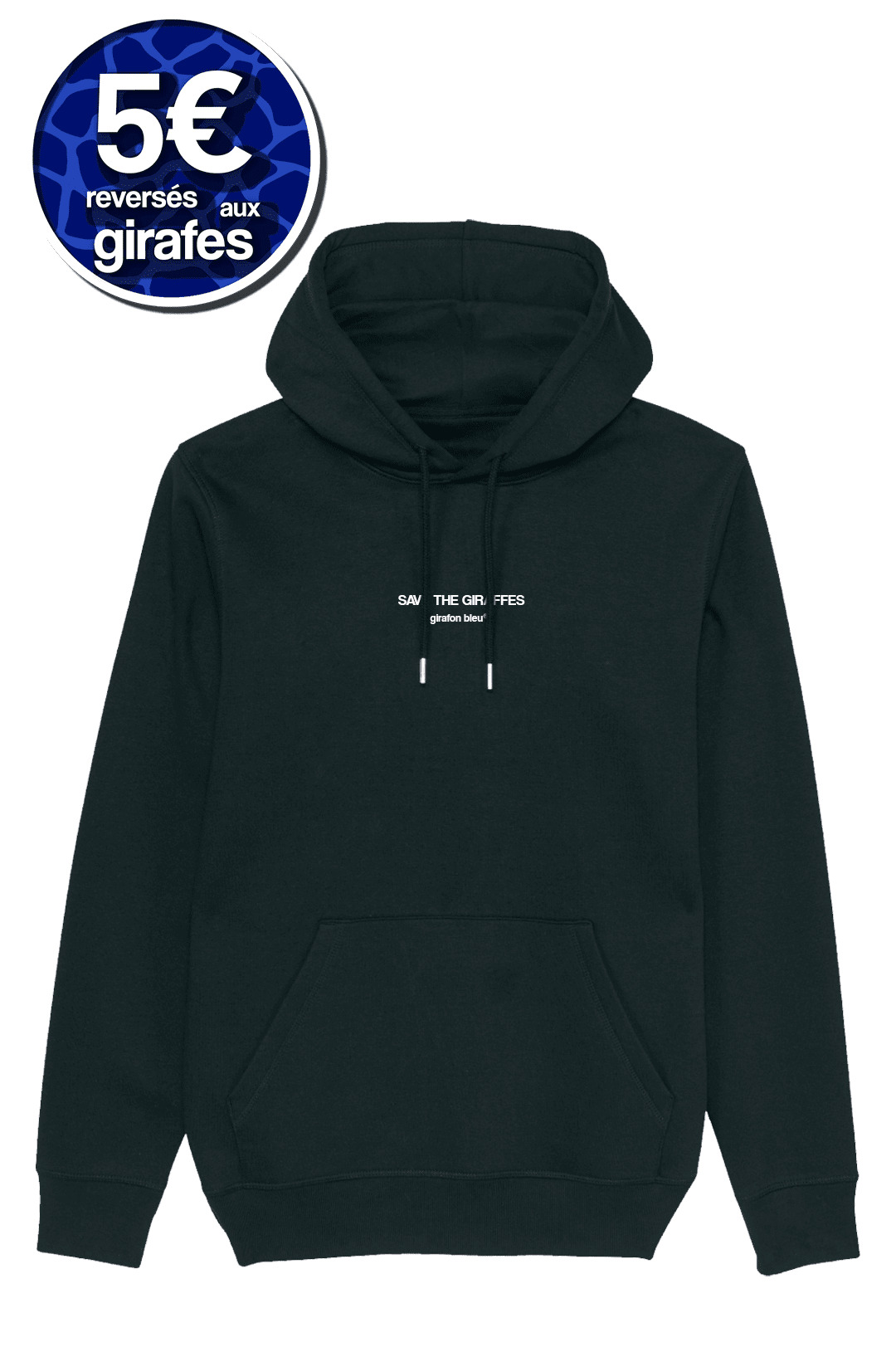 Hoodie noir "Save The Giraffes" - girafon bleu  4