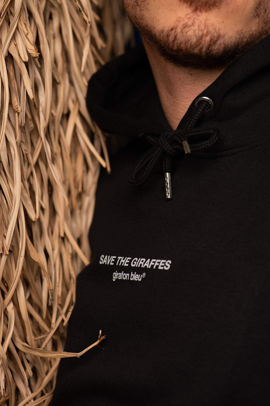 Hoodie noir "Save The Giraffes" - girafon bleu  3