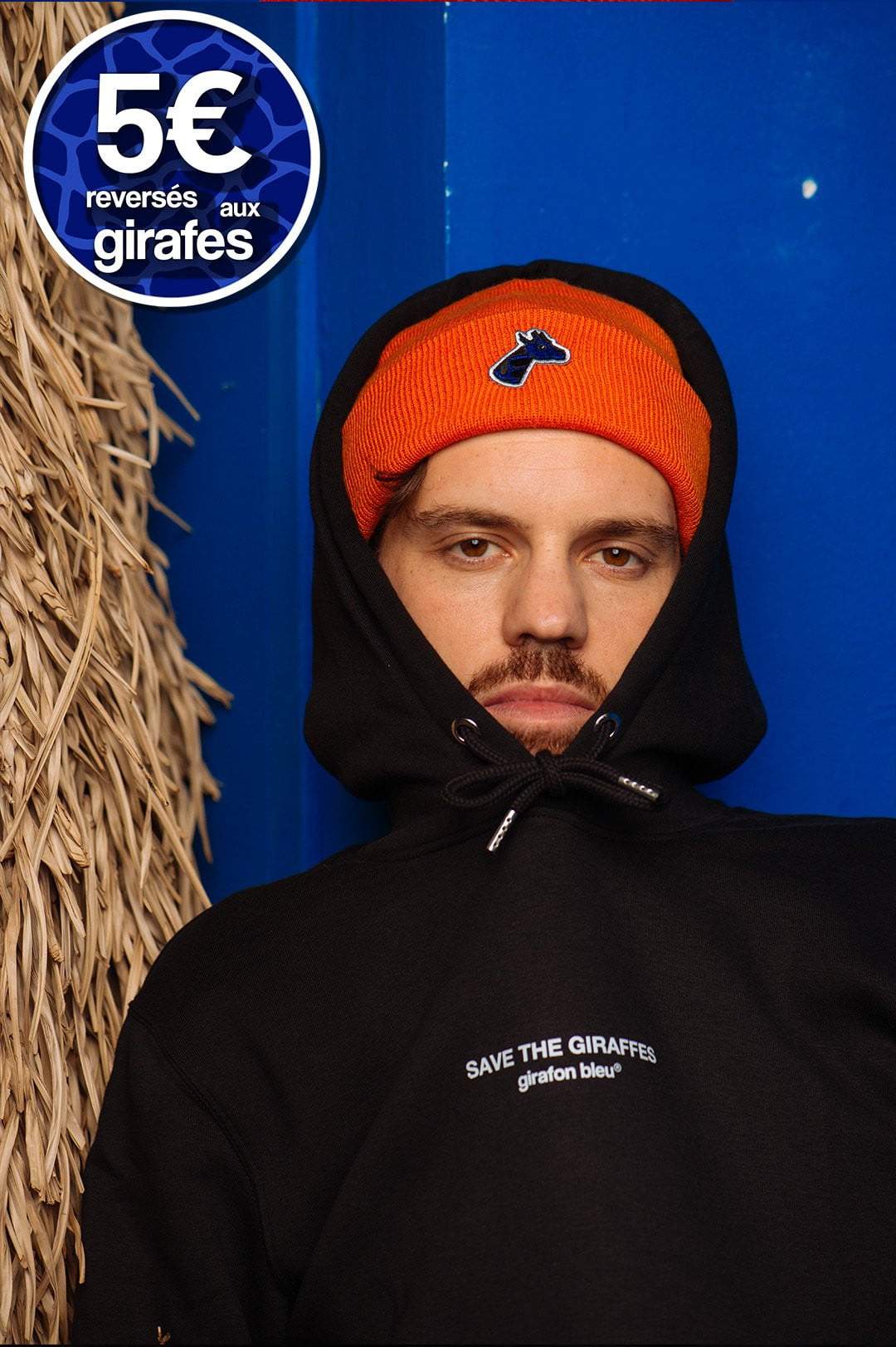 Hoodie noir "Save The Giraffes" - girafon bleu  6