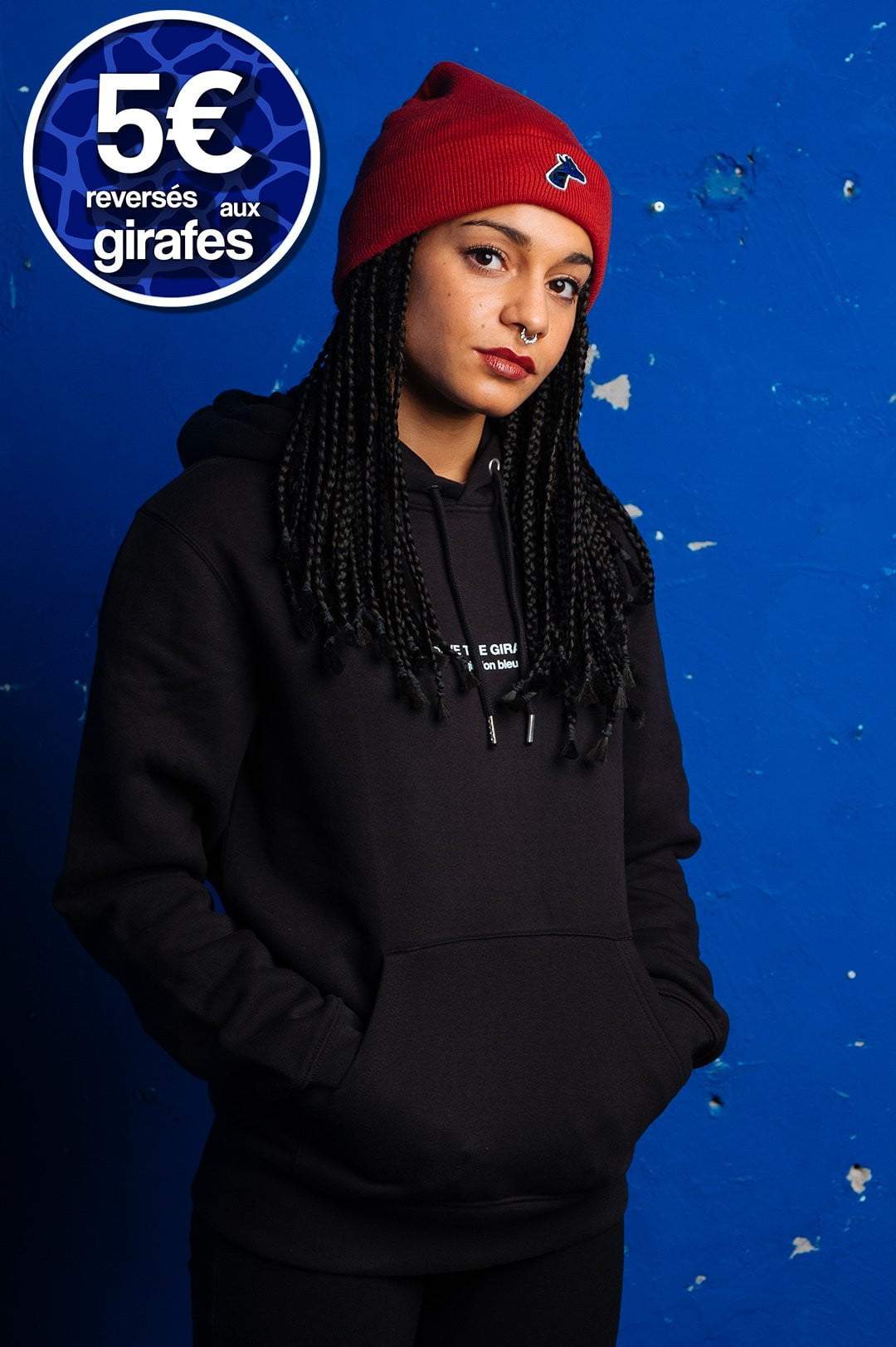 Hoodie noir "Save The Giraffes" - girafon bleu 4