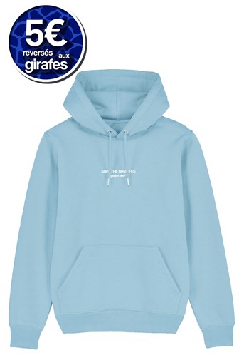 Hoodie bleu ciel "Save The Giraffes" - girafon bleu