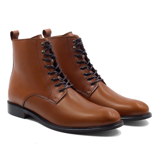 Boots à lacets cuir cognac