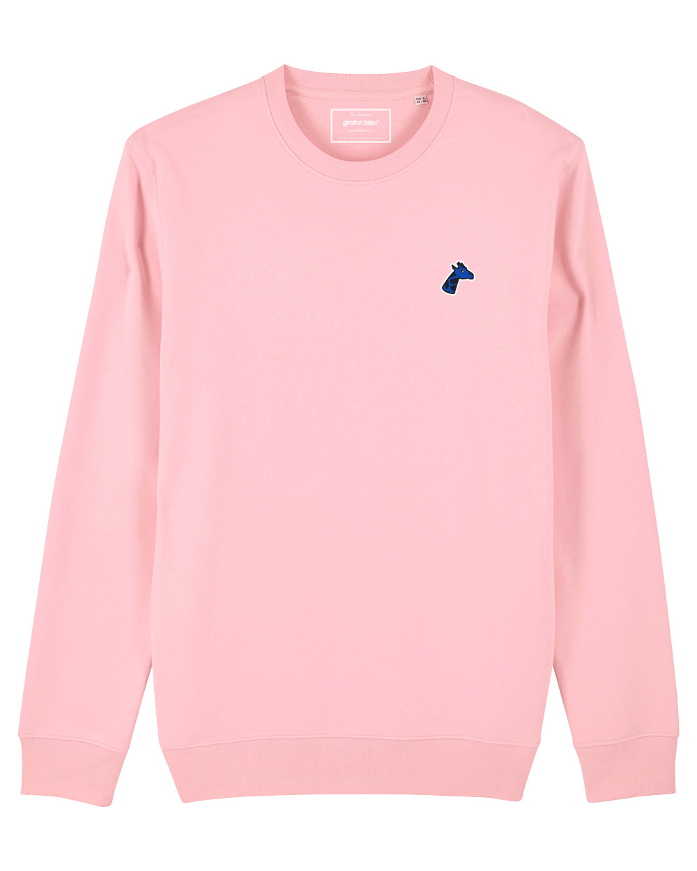 Sweatshirt rose brodé - girafon bleu 2