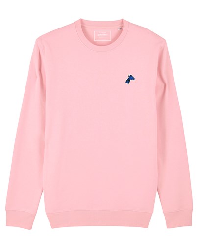 Sweatshirt rose brodé - girafon bleu