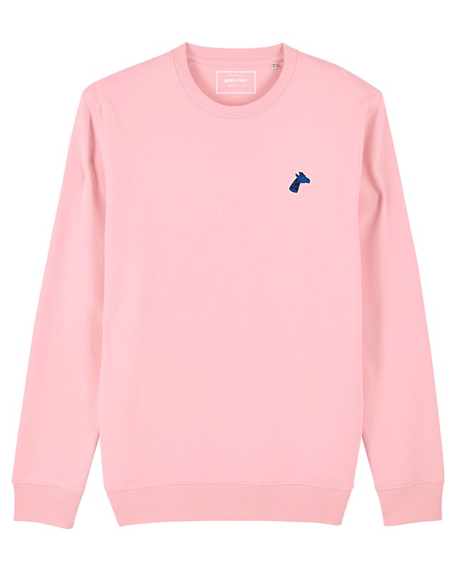 Sweatshirt rose brodé - girafon bleu 2