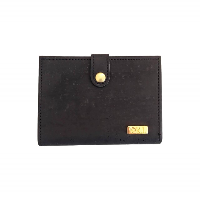 Porte-monnaie femme en liège noir Zoé 17