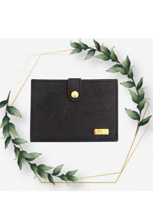 Porte-monnaie femme en liège noir Zoé 20