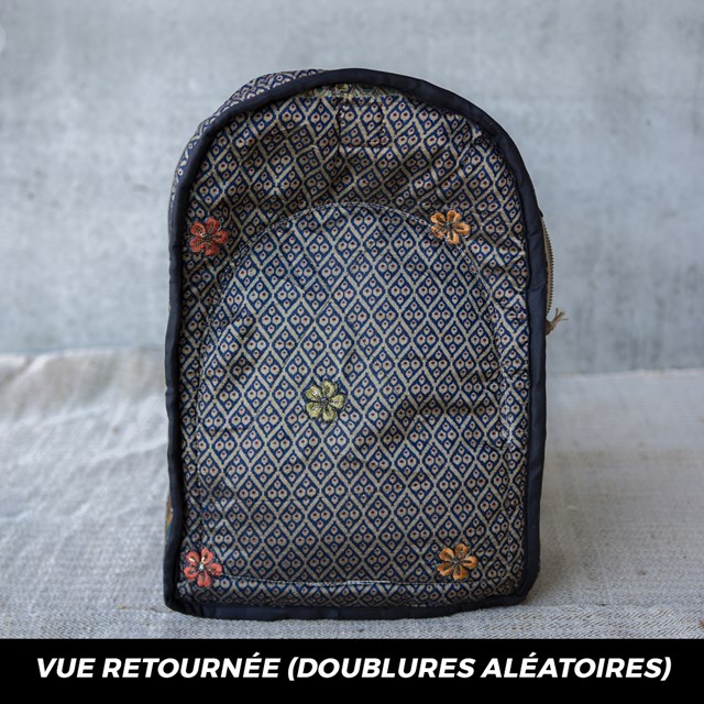 sac à dos écologique en chanvre upcyclé - Ravi Anis- Vue retournee