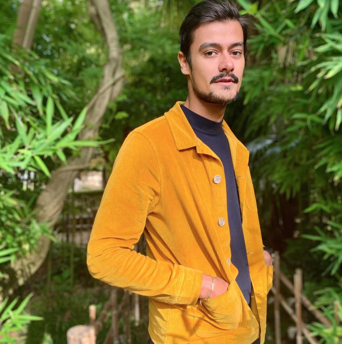 Veste Jaune Ambre en velours côtelé mixte et responsable 3