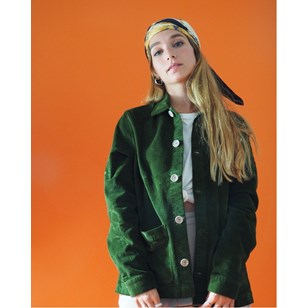 Veste Vert Olive en velours côtelé mixte et responsable