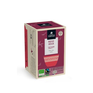 Thé noir d'Inde bio litchi, rose, cerise - Thé noir ROUGE DESIR - 20 infusettes