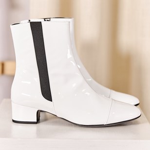 Bottines Laure - Cuir Verni Blanc
