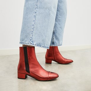 Bottines Laure - Rouge métallisé 