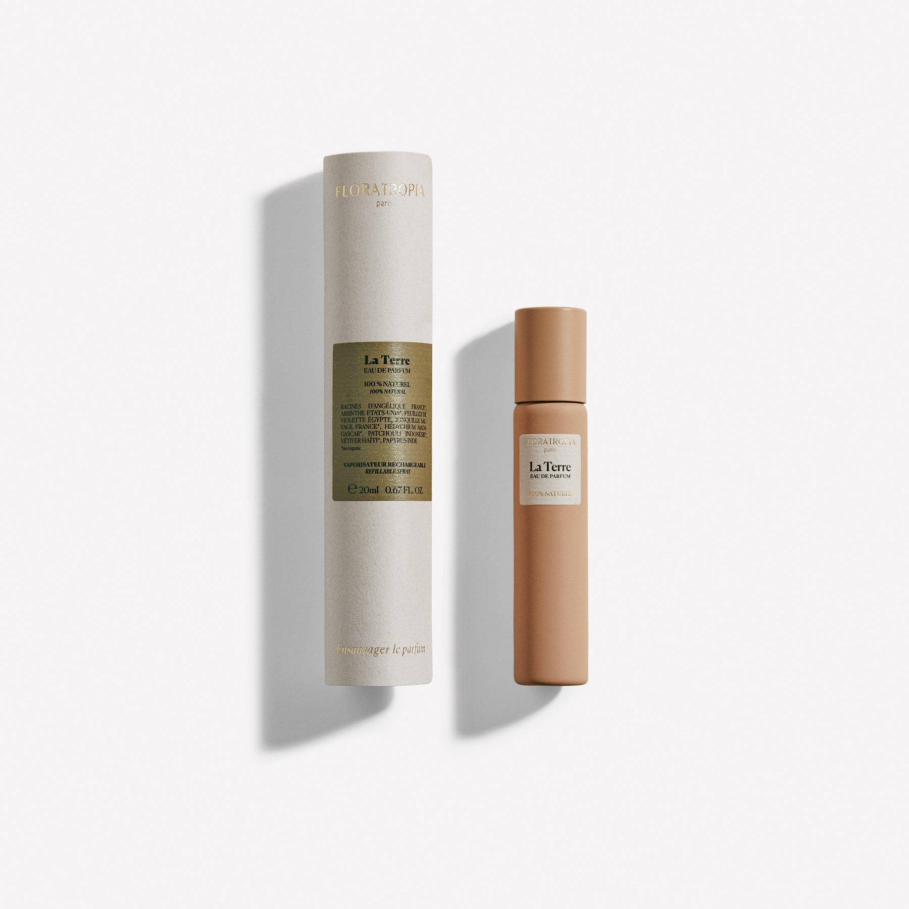 Flacon Florette du parfum 100% naturel La Terre et son étui