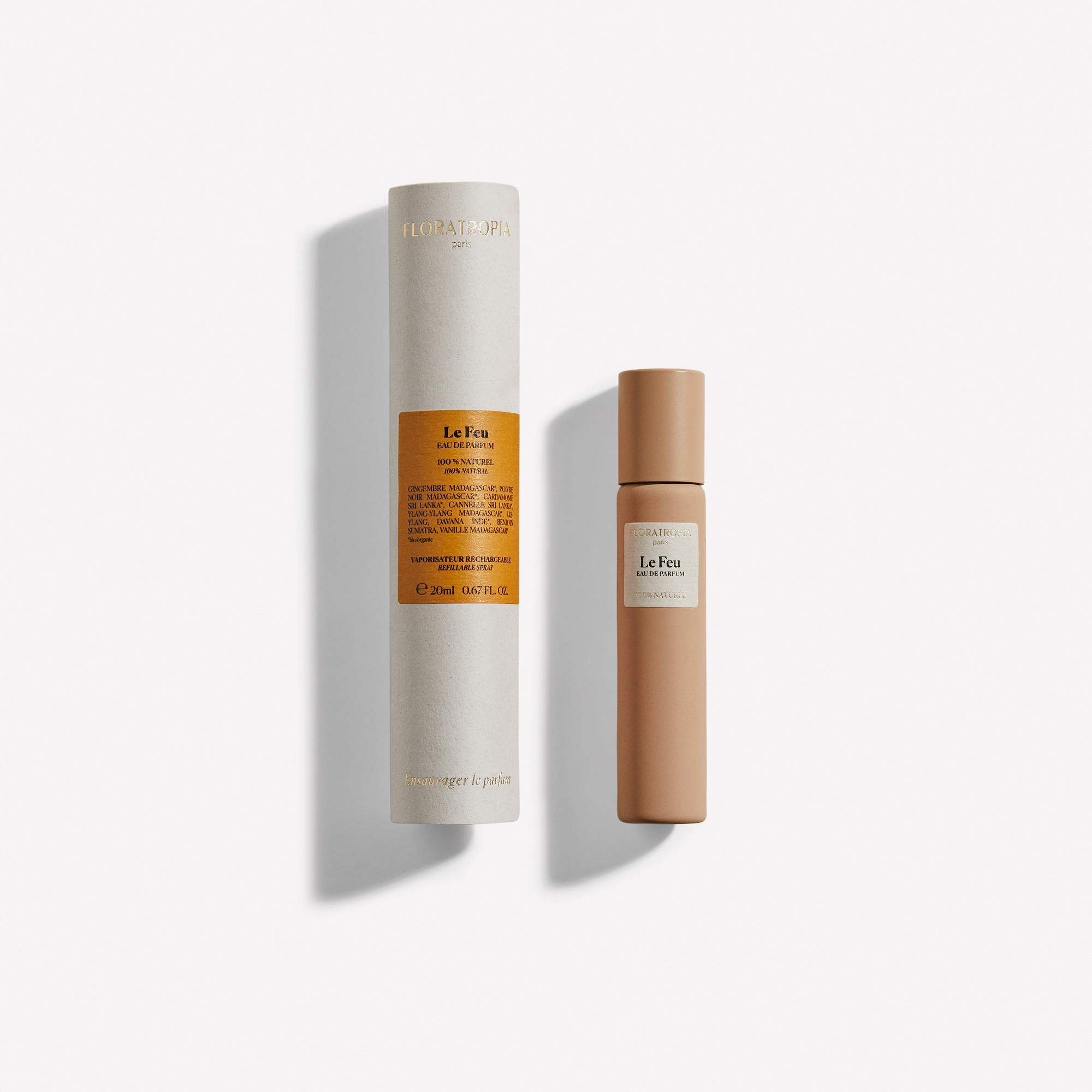 Flacon Florette du parfum 100% naturel Le Feu et son étui