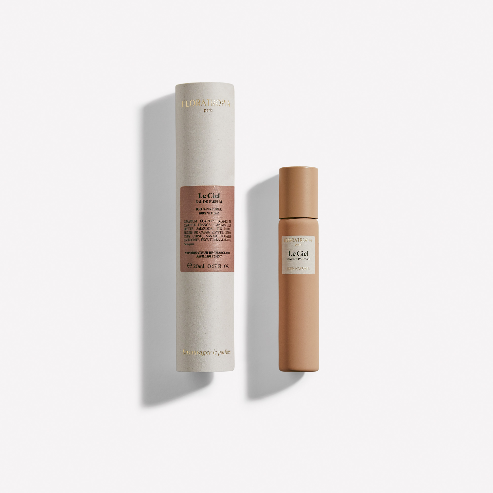 Flacon Florette du parfum 100% naturel Le Ciel et son étui