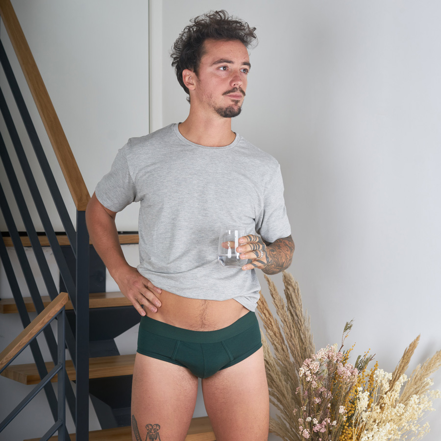 Slip confortable pour hommes vert foncé
