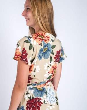 ROBE PORTEFEUILLE ZODY FEMME - 100% EcoVero imprimé fleurs beige