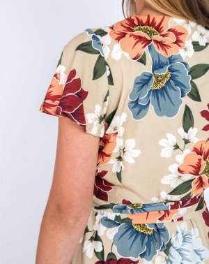 ROBE PORTEFEUILLE ZODY FEMME - 100% EcoVero imprimé fleurs beige